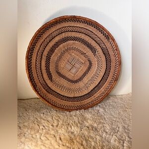 African Tonga Binga Grass Woven Basket Zimbabwe 18” Handmade